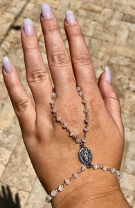 Antique Latin Our Lady of Seven Sorrows with Loss of Child Jesus Icon Hand Chain Bracelet Antique Latin Our Lady of Seven Sorrows with Loss of Child Jesus Icon Hand Chain Bracelet